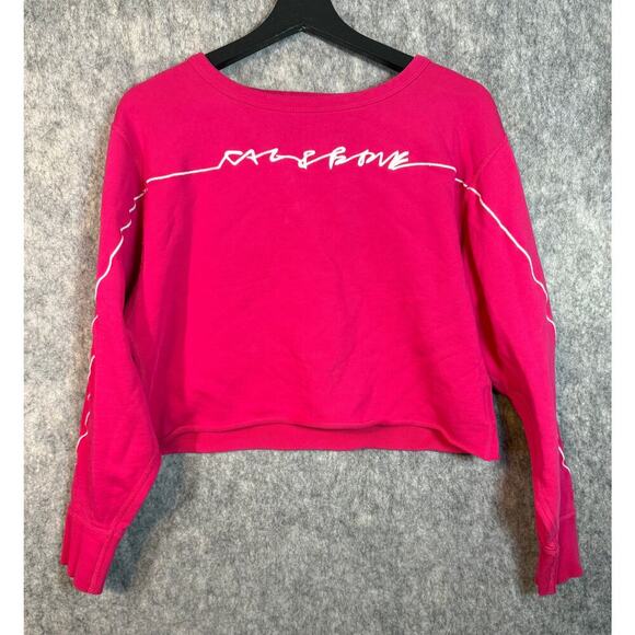 Rag & Bone Womens Pink Medium Cropped Long Sleeve Top FLAWED - Picture 1 of 8